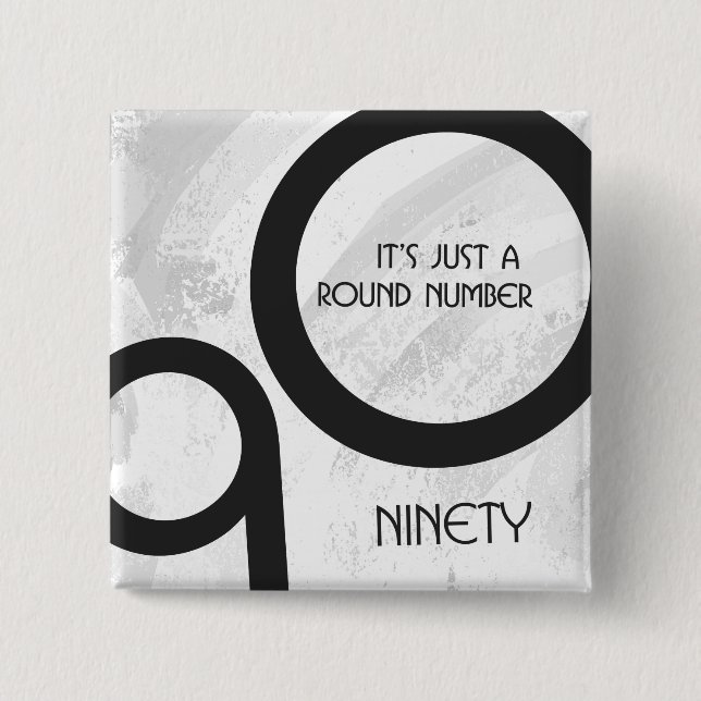 Weiße 90-Jahrzehnte Geburtstag Button (Vorderseite)