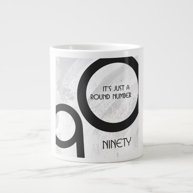Weiße 90-Jahrzehnte Geburtstag Jumbo-Tasse (Vorderseite)