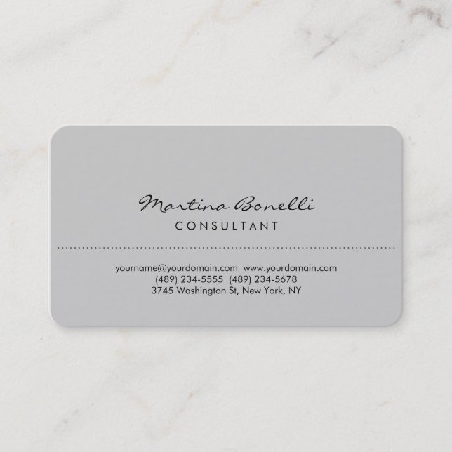 Weiße abgerundete Corner Light Gray Business Card Visitenkarte (Vorderseite)