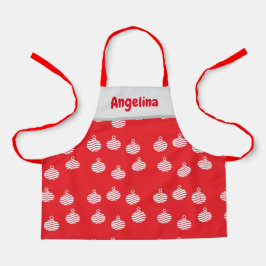 Weiße, abgerundete Linien zieren Schürze