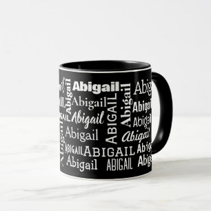 Weiße ABIGAIL-Bezeichnung auf schwarz Tasse