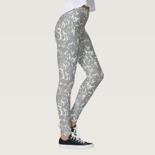 Weiße Abstrakte auf grauen Leggings