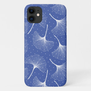 Weiße abstrakte Blätter auf blau Case-Mate iPhone Hülle