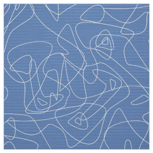 Weiße abstrakte Doodles auf hellblauem Hintergrund Stoff
