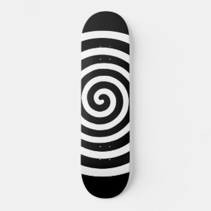 Weiße abstrakte Spiralkreis auf Schwarz Skateboard