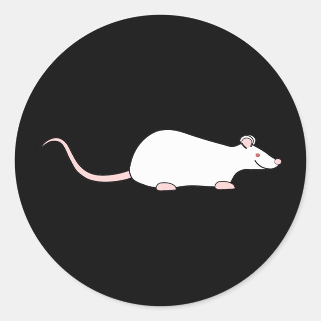 Weiße Albino Ratte. Runder Aufkleber (Vorderseite)