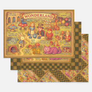 Weiße Alice im Wunderland Geschenkpapier Set