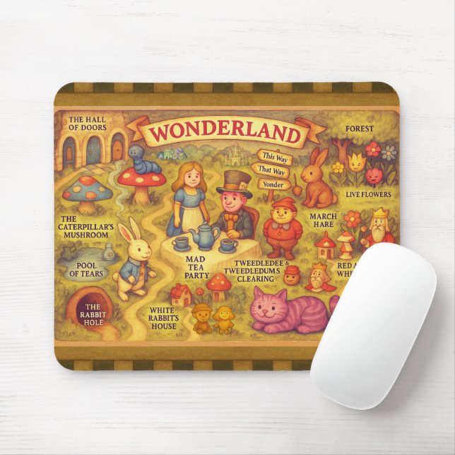 Weiße Alice im Wunderland Mousepad (Mit Mouse)