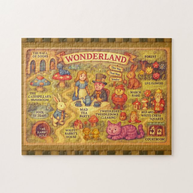 Weiße Alice im Wunderland Puzzle (Horizontal)