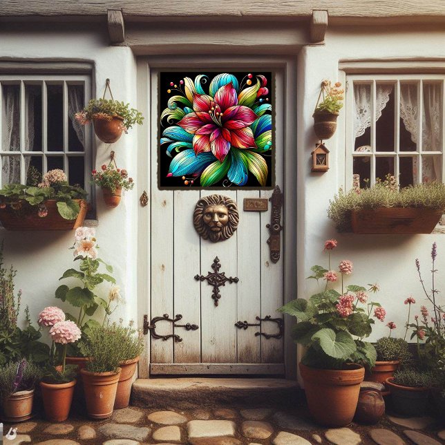 Weiße Amaryllis-Blume-Imitate aus festem Glas Fensteraufkleber (Von Creator hochgeladen)