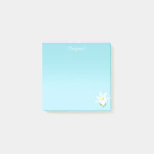Weiße Amaryllis-Blüte auf Hellblau Post-it Klebezettel