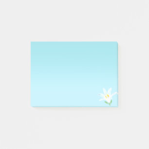 Weiße Amaryllis-Blüte auf Hellblau Post-it Klebezettel