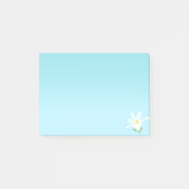 Weiße Amaryllis-Blüte auf Hellblau Post-it Klebezettel (Vorderseite)