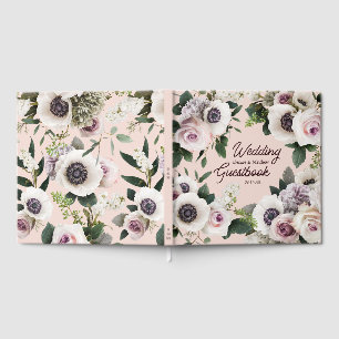 Weiße Anemone auf rosafarbenen Rosen Gästebuch