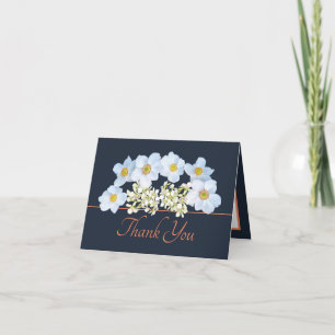 Weiße Anemone- und Orchideenbouquet Blumen-Dankesc Karte