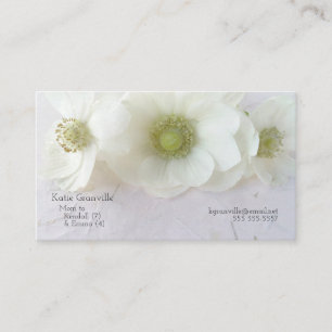 Weiße Anemone zur Textur Visitenkarte