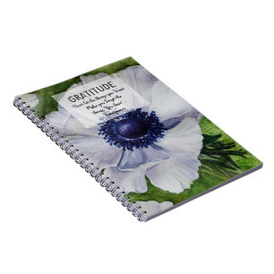 Weiße Anemonen-Blumen Dankbarkeit Notizblock