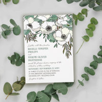 Weiße Anemonen Eukalyptus Illustration Hochzeit