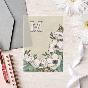 Weiße Anemonen-Illustration Monogramm-Hochzeit