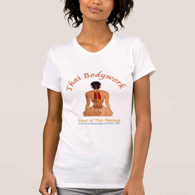 Weiße angepasste Behälterspitze der thailändischen T-Shirt (Vorderseite)
