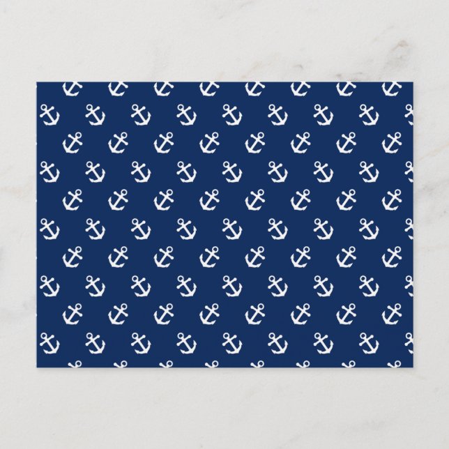 Weiße Anker für Navy Blue Postkarte (Vorderseite)