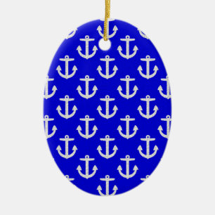 Weiße Anker mit blauem Hintergrund Keramik Ornament