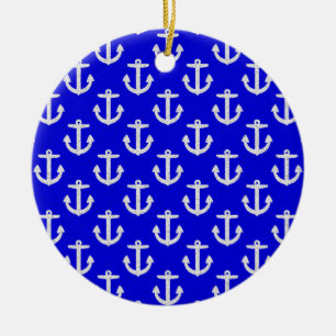 Weiße Anker mit blauem Hintergrund Keramik Ornament