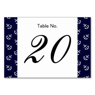 Weiße Anker Navy Blue Background Pattern Tischnummer