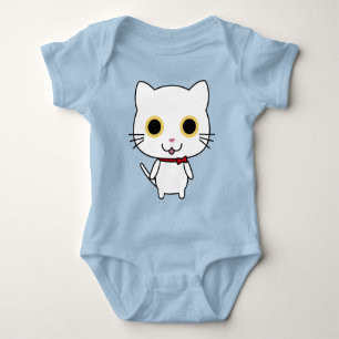 Weiße anthropomorphe Katze-47668 Baby Strampler