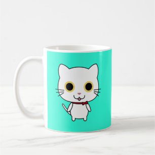 Weiße anthropomorphe Katzen-Cliparts Kaffeetasse