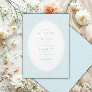 Weiße Antik-Spitze Blaue Vintage-Hochzeit Einladung