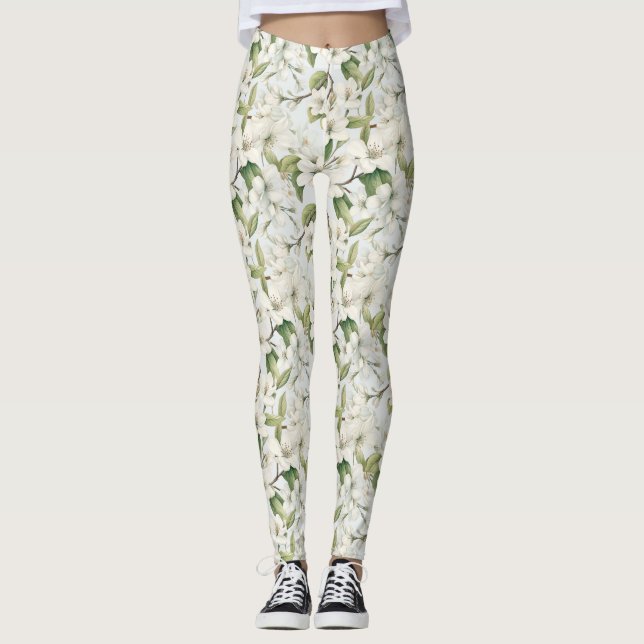 Weiße Apfelblüte Blütenblütenblütenblüte - Legging Leggings (Vorderseite)