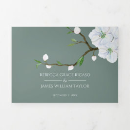 Weiße Apfelblüte in einer Einladung zur Hochzeit