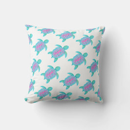 Weiße Aqua-Rosa Schildkrötenkunst Kissen Kissen