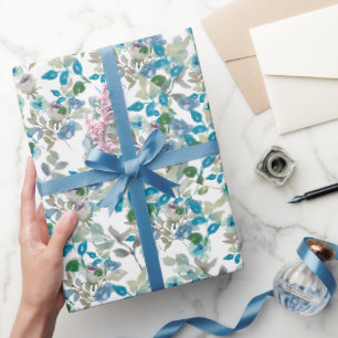 Weiße Aquarell-Blumenrosen Zweig für jeden Anlass Geschenkpapier