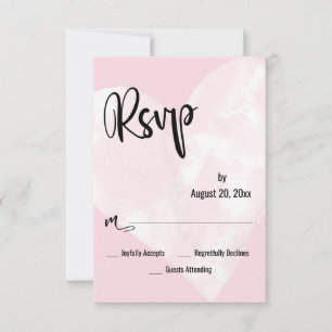 Weiße Aquarell-Herz-Zusage in blassem Rosa zur Hoc RSVP Karte