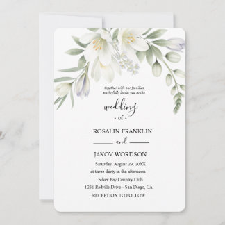 weiße Aquarell-Hochzeit Einladung