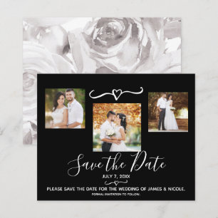 Weiße Aquarell-Rosen Foto Save-the-Date