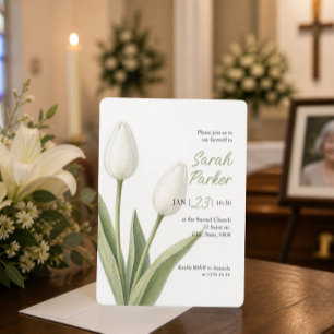 Weiße Aquarell-Tulpen Beerdigung Einladung