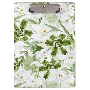 Weiße Aquarellblumen 2 Klemmbrett