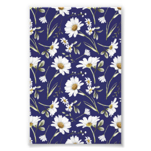 Weiße Aquarellblumen Fotodruck