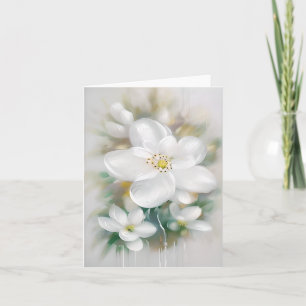 Weiße Aquarellblumen individuell anpassbar Karte