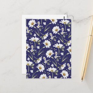 Weiße Aquarellblumen Postkarte