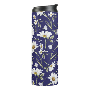Weiße Aquarellblumen Thermosbecher