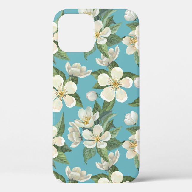 Weiße Aquarellfarben Blume Grüne Blätter Case-Mate iPhone Hülle (Rückseite)