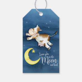 Weiße Aquarellkuh, die über den Mond springt Geschenkanhänger