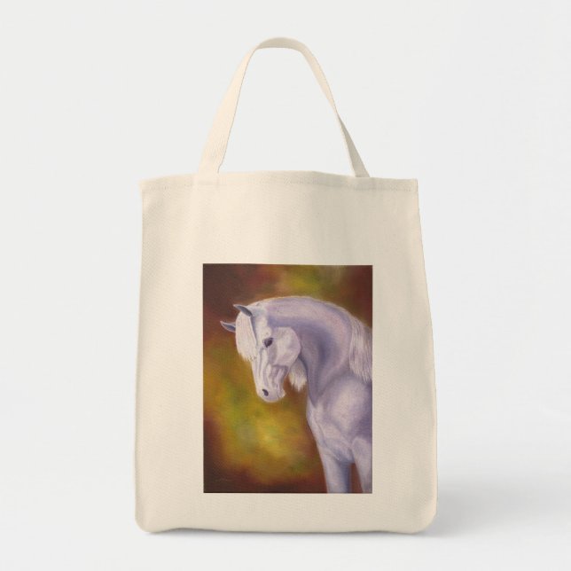 Weiße arabische PferdeEinkaufstüte Tragetasche (Vorne)
