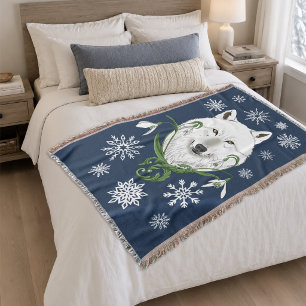 Weiße Arktische Wolf Schneeglöckchen Blumen Decke