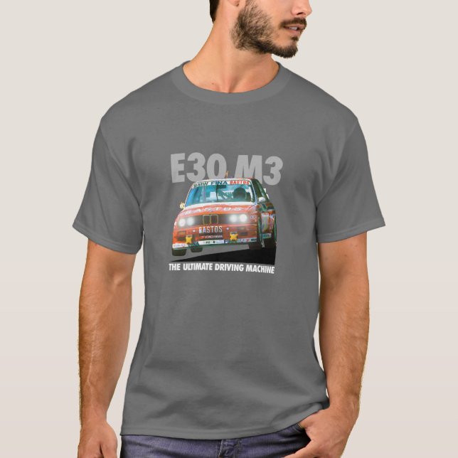 Weiße Art BMWs E30 M3 DTM Rennläufer-(Bastos) T-Shirt (Vorderseite)
