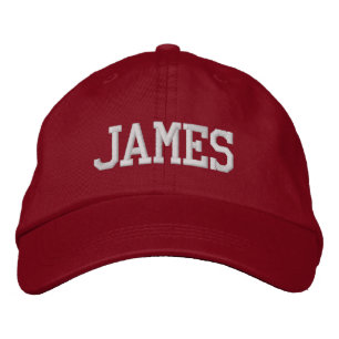 Weiße Athletik-Block-Monogramm-Name nach Wunsch Bestickte Baseballkappe